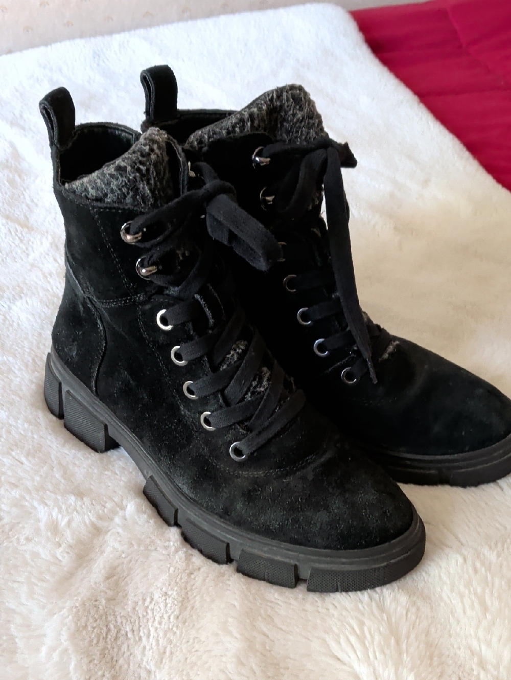 Blondo Waterproof Black Women's Lace-Up Combat Boots with Knit Collar